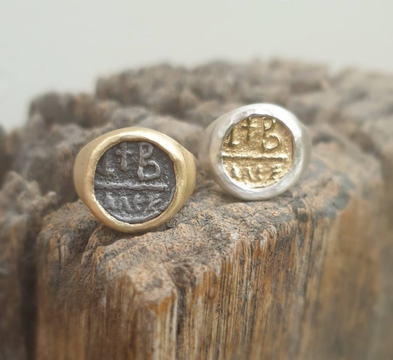 Gold and silver signet best sale ring