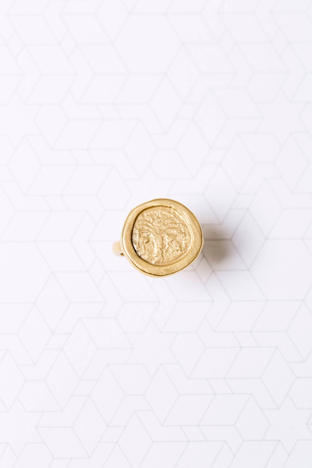 Gold Coin Ring. Coin Seal Ring. Stamp Ring. Coin Statement Ring