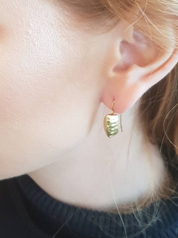 Gold Plated Seed Dangle Earrings: Rustic Botanical Jewelry