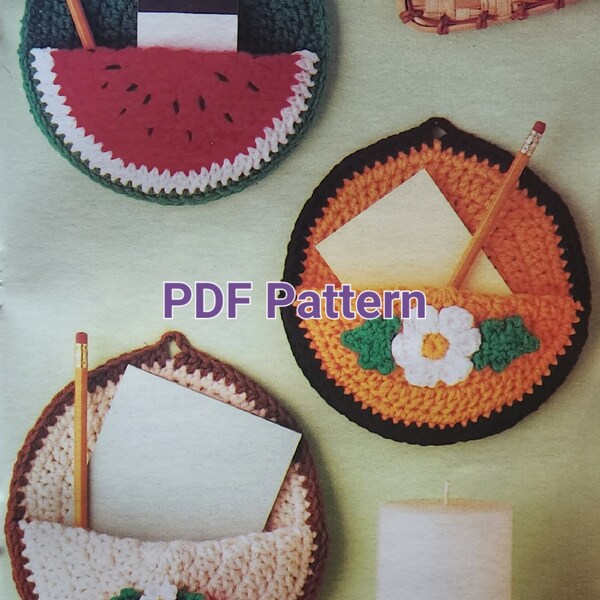 Vintage Summer Wall Hanging Crochet Pattern PDF digital download home decor strawberry watermelon flower decoration cozy gift