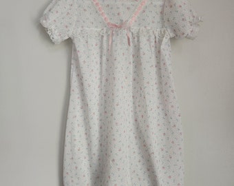 Vintage Baby Girl Toddler Nightgown pajama dress floral jammies for birthday baby shower Christmas gift