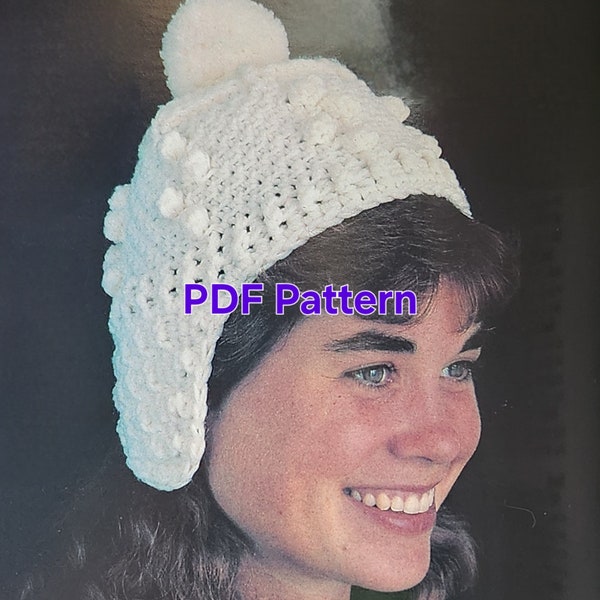 Vintage Fisherman's Hat Crochet Pattern pdf digital download for winter unisex Christmas gift snow cap fall cozy beanie toboggan pattern