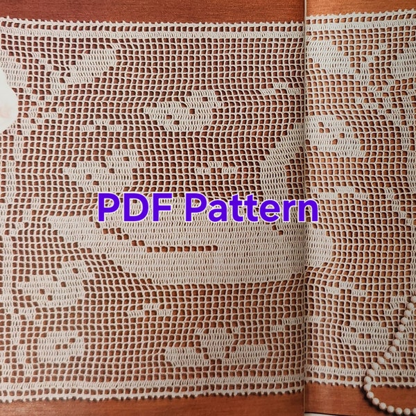 Vintage Swan Filet Crochet Pattern pdf digital download home decor dresser decoration grandma style antique scarf