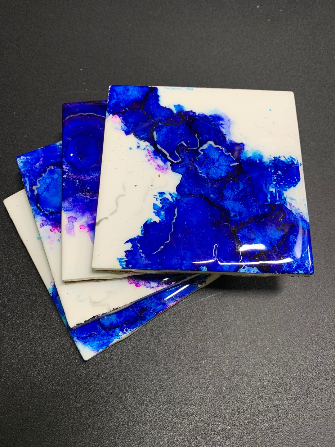 Custom Ceramic Coasters Alcohol Ink Coasters Hand Painted Etsy