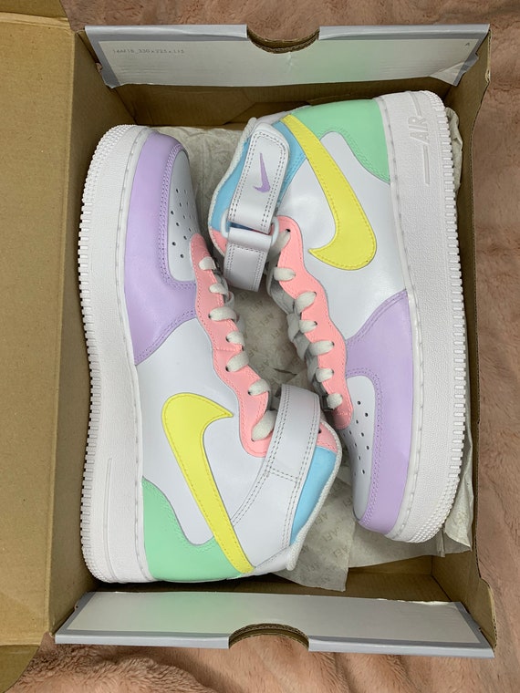 Actie binnenkomst groei Pastel Custom Nike Air Force 1 Mids Pastel Multicolor Custom - Etsy