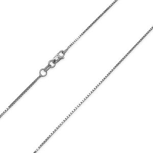 14k White Gold Box Chain Necklace - 1mm Width