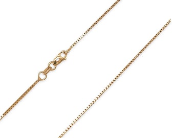 14k Yellow Gold Box Chain Necklace - 0.80mm Width