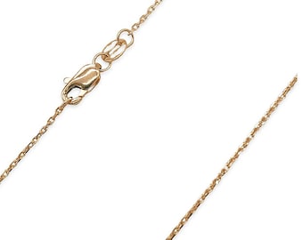 Cable Chain Necklace 1.2mm 14k Yellow Gold – Fine Pendant Chain in 16 to 24 Inch Lengths with Lobster Clasp – Delicate Everyday Gold Chain