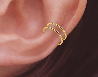 Doppeldraht Ohrmanschette Sterling Silber oder 14k Gold gefüllt | Minimalistische Ohrmanschette | Kein Piercing Ohrschmuck