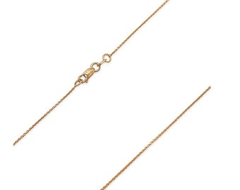 14k Gold Diamond Cut Rolo Chain Necklace - 14k Yellow Gold - 0.65mm Width - 16 to 24 Inches in Length -
