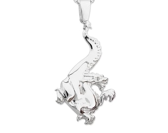 Halsband med drakehänge i sterlingsilver - Tillverkat i USA - Inkluderar kedja