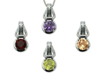 Sterling Silver Loveknot Pendant: Genuine Gemstone Necklace, USA Made