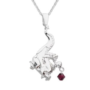 Birthstone Dragon Pendant: Sterling Silver Swarovski Crystal Necklace