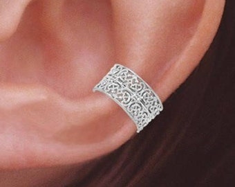 Filigree EarCuff - Gold or Sterling Silver - Earring Cuff - Filigree Ear Cuff in Silver - No Piercing Required - MADE IN USA