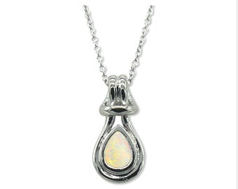 Sterling Silver Pear Topaz Loveknot Pendant - Sailor's Knot Necklace