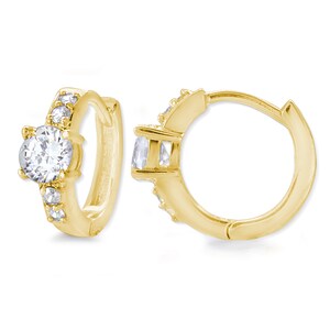 1 Carat Cubic Zirconia Hoop Earring - Silver or Gold Over Silver - 5mm Width 13mm Diameter - CZ Hoop Earring - Rhodium Hoop Earring
