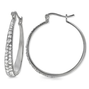 Cubic Zirkonia Creolen: Sterlingsilber oder Gold über Silber, 30 mm