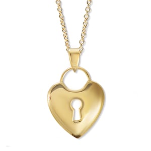 Sterling Silver Heart Lock Pendant Necklace - 18in Cable Chain