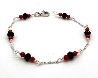 Azabache Bracelet 4mm Size Red Bead Sterling Silver - Evil Eye Protection (MADE IN USA)