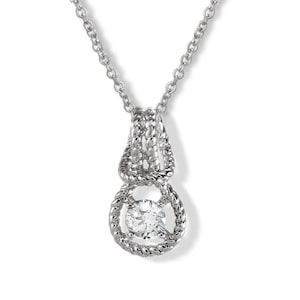 Sterling Silver Love Knot Necklace: Cubic Zirconia Pendant
