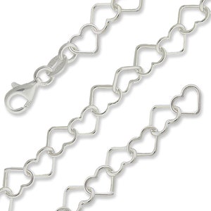 Sterling Silver Heart Links Necklace - Made in Italy