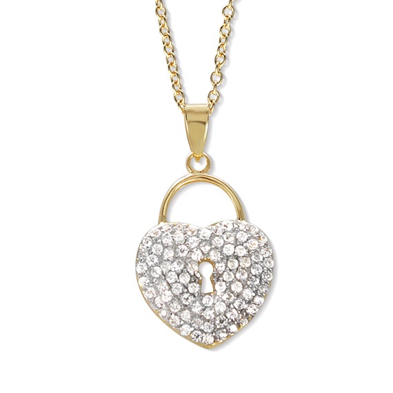ネックレス・ペンダント STONEHENgE Silver Heart Lock Cubic Necklace Cubic Zirconia Heart Love Lock Pendant Necklace Sterling