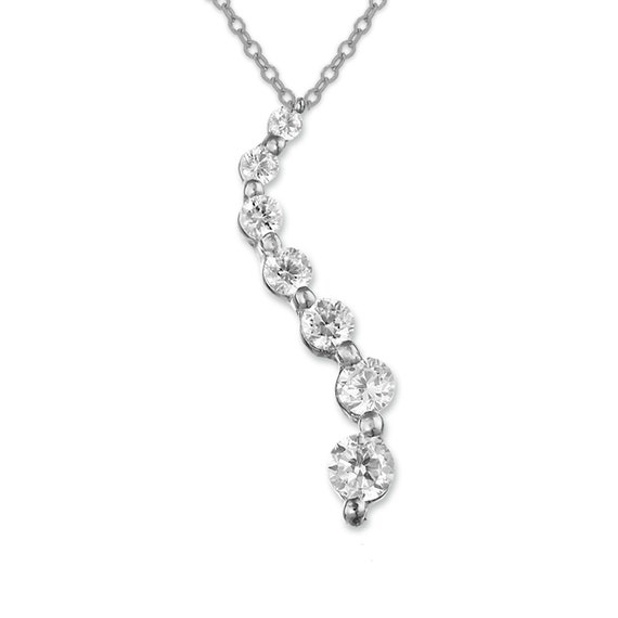 Journey Necklace Cubic Zirconia: Optional Sterling Silver Cable