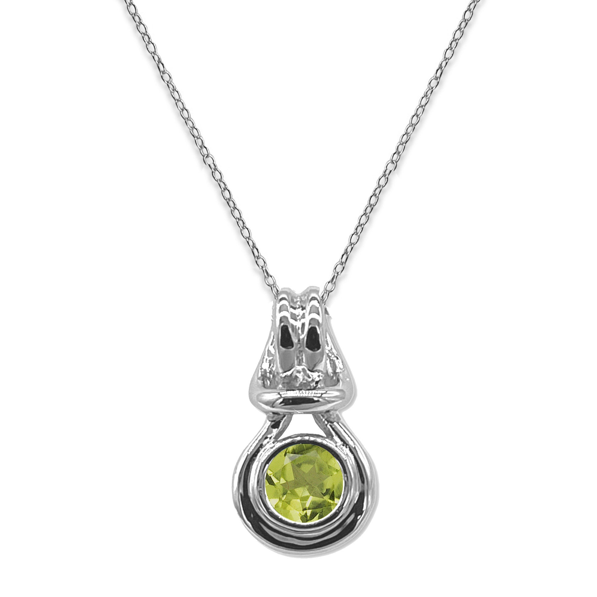 Round Gemstone Loveknot Pendant - Sterling Silver- With 18 Round Gemstone Loveknot Pendant - Sterling Silver- With 18