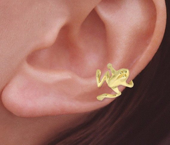 Frog Earring Ear Cuff: 14k Gold Over Sterling Silver, No Piercing
