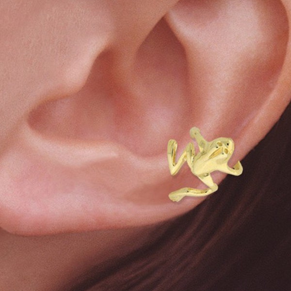 Frog Ear Cuff Gold Ear Climber Nature Earring Gold Frog Simple Gold Ear Cuffs Minimalist Earcuff Gold Ear Cuff Edgy Gold Earrings Gold Cuff