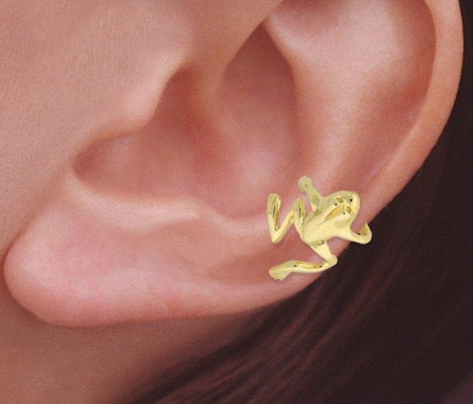 Frog Earring Ear Cuff: 14k Gold Over Sterling Silver, No Piercing