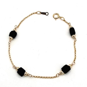 Echte azabacharmband van 14 kt gold filled – Cubaanse boze-oogbeschermingssieraden voor geluk, geloof en erfgoed. 6 mm azabach gitsteen