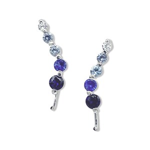 Sterling Silver Ear Pin Earrings: Shades of Blue Climber - USA Made