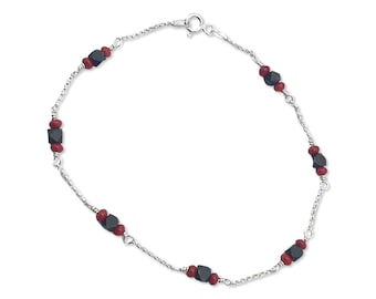 Azabache Red Bead Sterling Silver Bracelet - Evil Eye Protection (MADE IN USA)