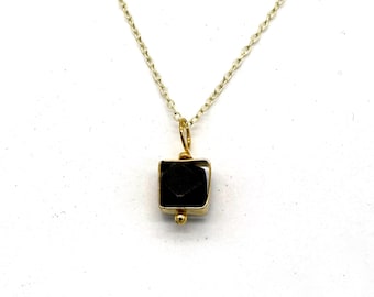 Azabache Pendant 7mm Size Gold Over Silver: Evil Eye Protection, Optional Cable Link Chain