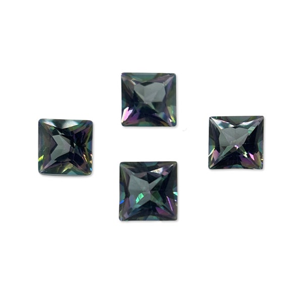 Genuine Square Cut Mystic Topaz - 6x6mm Faceted Mystic Topaz - Loose Stones - Manufacturer's Closeout