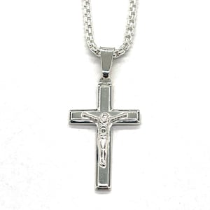 Sterling Silver Crucifix Pendant Necklace: High Polish Cross, Optional Chain