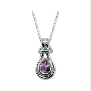 Pearshape Topaz Loveknot Pendant - Sterling Silver- with 18 Inch Cable Link Chain - 8x5mm Pearshape Genuine Gemstone - Sailor&#39;s Knot