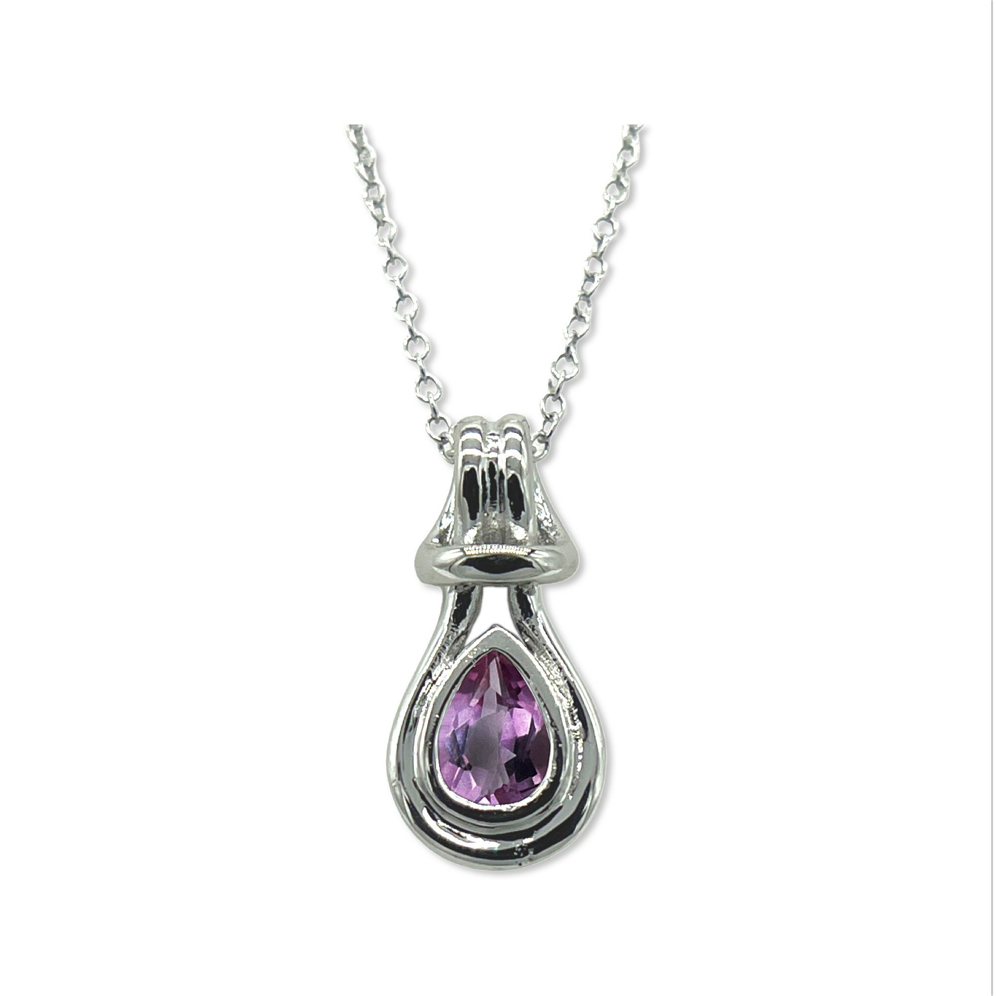 Pearshape Topaz Loveknot Pendant - Sterling Silver- With 18