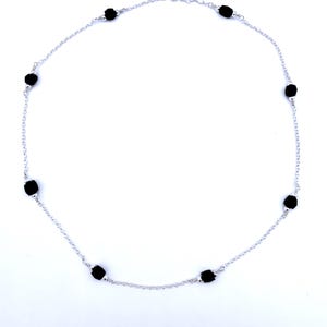 6mm Azabache Sterling Silver Necklace: Evil Eye Protection, 2mm Rolo Chain, MADE IN USA