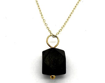9mm Azabache Pendant Gold Over Silver: Evil Eye Protection, Optional Cable Link Chain