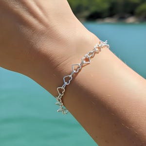 Heart Bracelet Sterling Silver - Open Heart Bracelet Silver Interlocking Heart Bracelet 6mm Size