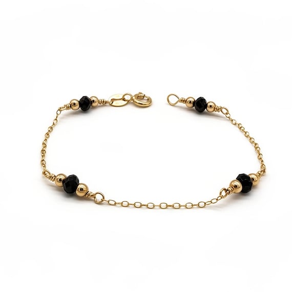 Baby Azabache Bracelet 14k Gold Filled, Cuban Evil Eye Protection