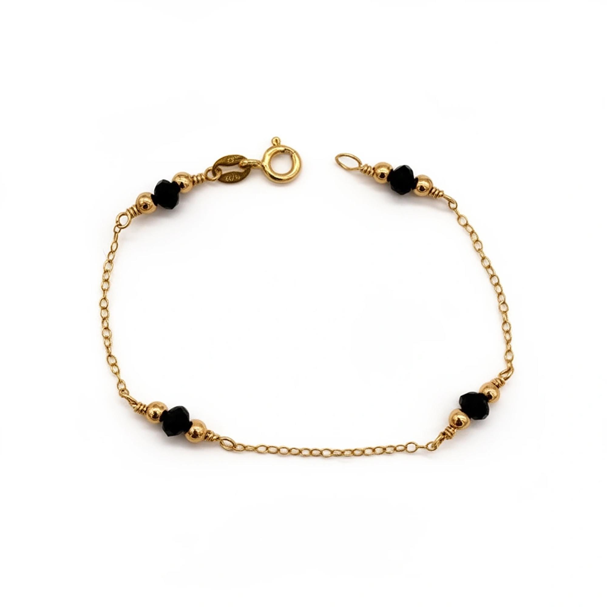 【未開封・レア】BABYL　ハズセメガネ　Type-Y Baby Azabache Bracelet 14k Gold Filled, Cuban Evil Eye Protection