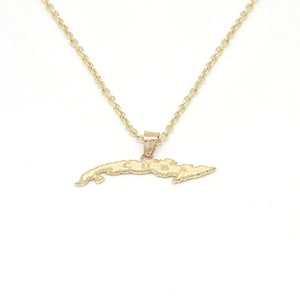 Colgante de la Isla de Cuba en Oro de 14 kt - Dos tamaños diferentes: pequeño y grande - Oro auténtico - Hecho en EE. UU.