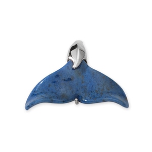 Whale Tail Pendant - Whale Jewelry - Save the Whales - Ocean Jewelry -  Gold or Silver - Your Choice of Genuine Gemstone. Made in USA.