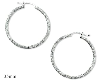 Diamantslipade örhängen i sterlingsilver, 2,5 mm tunna örhängen, 25 mm, 30 mm, 35 mm, lätta örhängen för vardagsbruk, present till henne