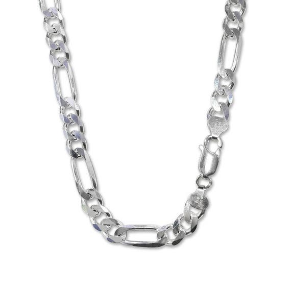 Italian 925 Silver Figaro Chain Men’s Sterling Silver Necklace 8mm  Solid Italian Silver Link Chain, Gift for Him