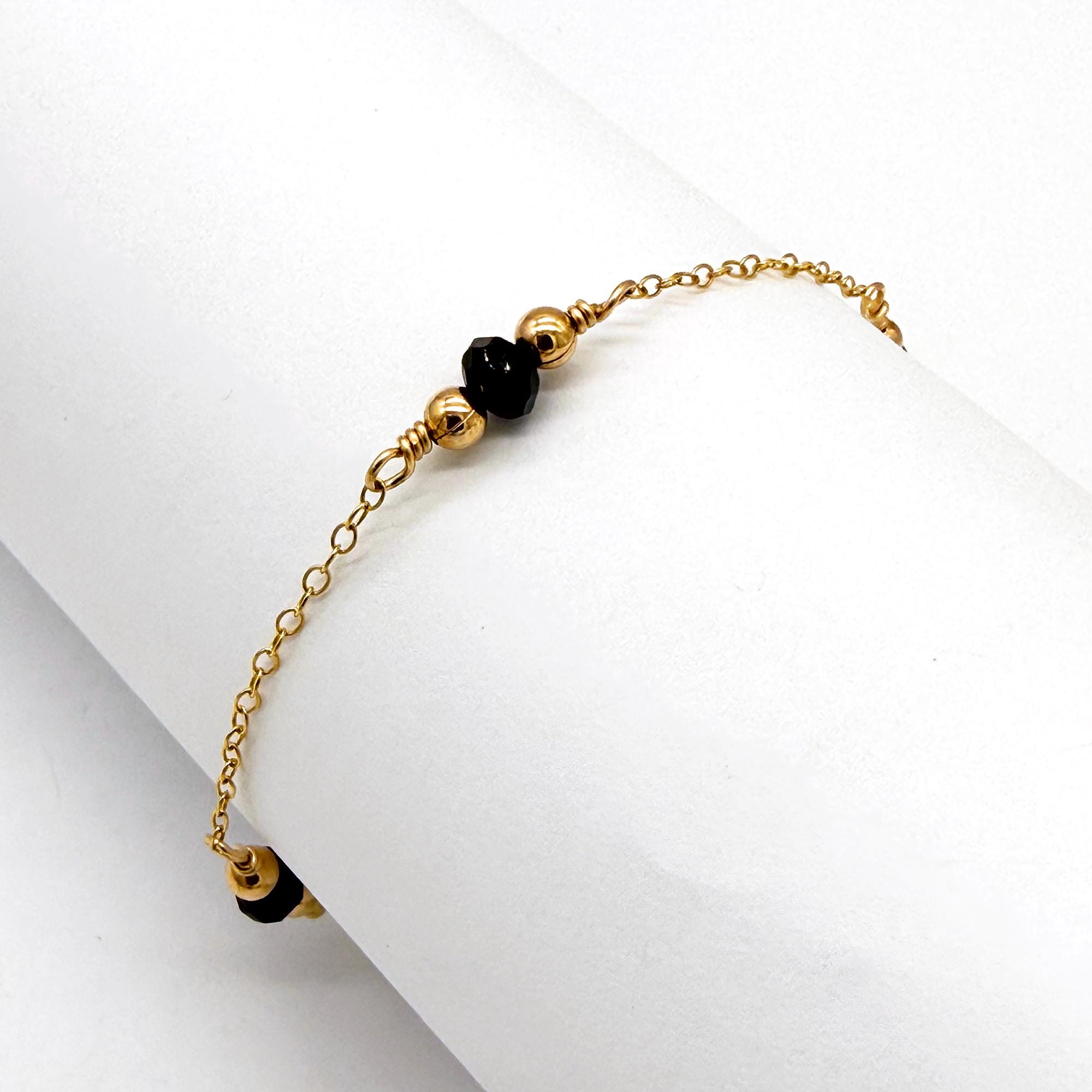 Baby Azabache Bracelet 14k Gold Filled, Cuban Evil Eye Protection 