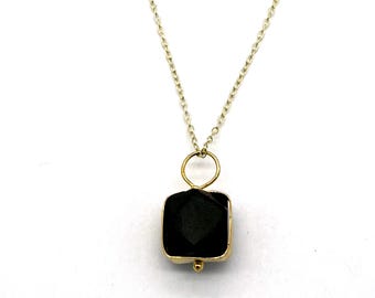 10mm Azabache Pendant Gold Over Silver: Evil Eye Protection, Optional Cable Link Chain